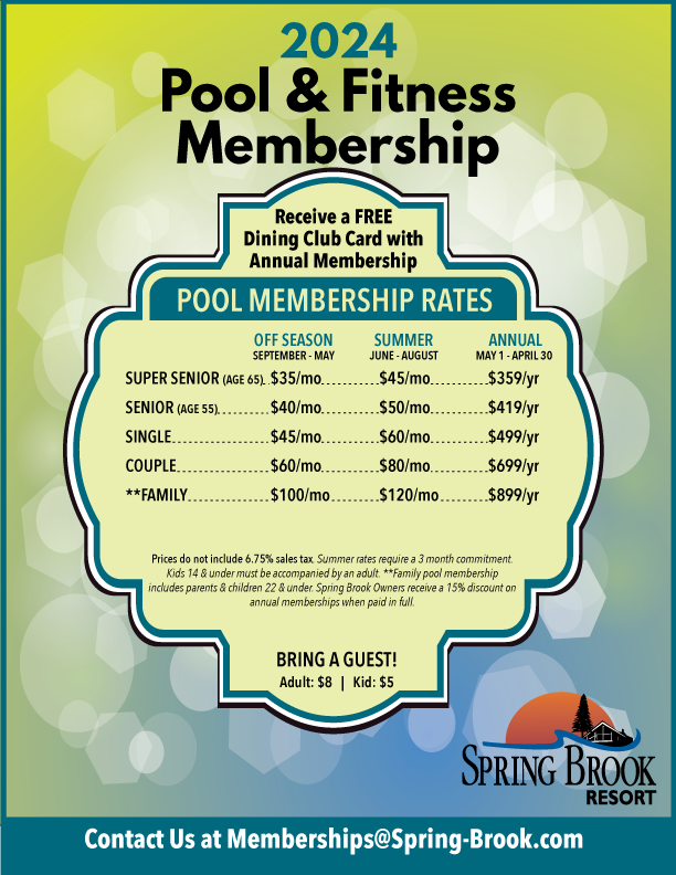 Pool & Fitness Memberships Spring Brook Resort